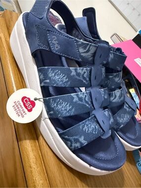 Ryka Navy Blue Printed Strappy Comfort Sandals